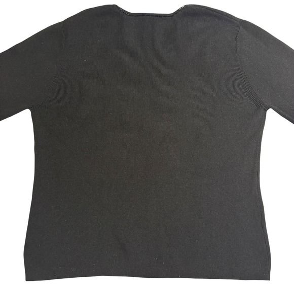 Ann Taylor LOFT V-Neck Sweater Beaded Trim Knit Top Pullover Black Medium*‎ - Picture 2 of 9